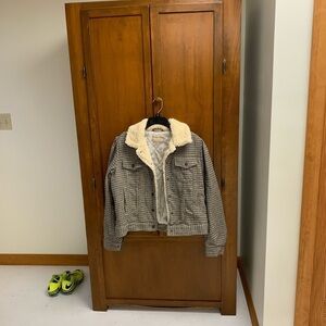 We the Free shacket tweed trucker jacket quilted lining snap close SM 20pit L21